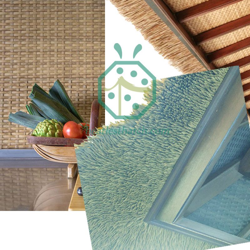 tiki hut and gazebo interior decoration with PE rattan matting