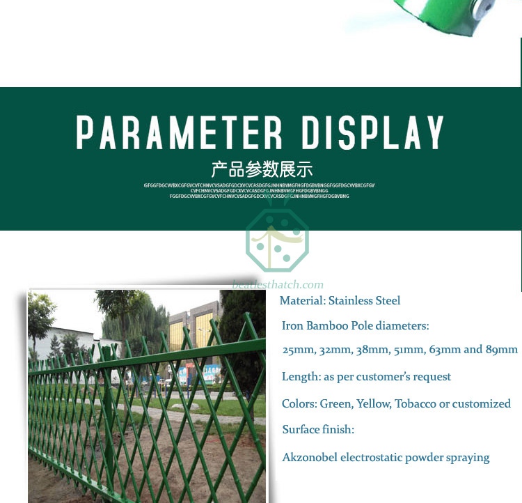 Landscape green color artificial bamboo pole fence