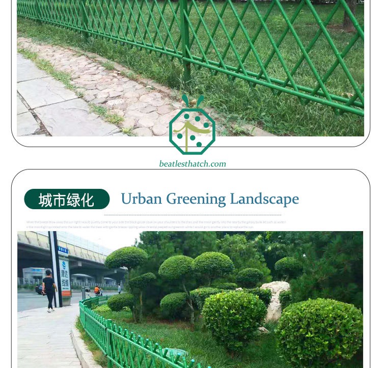 Urban landscape decoration with small diameter metal bamboo pole guardrail