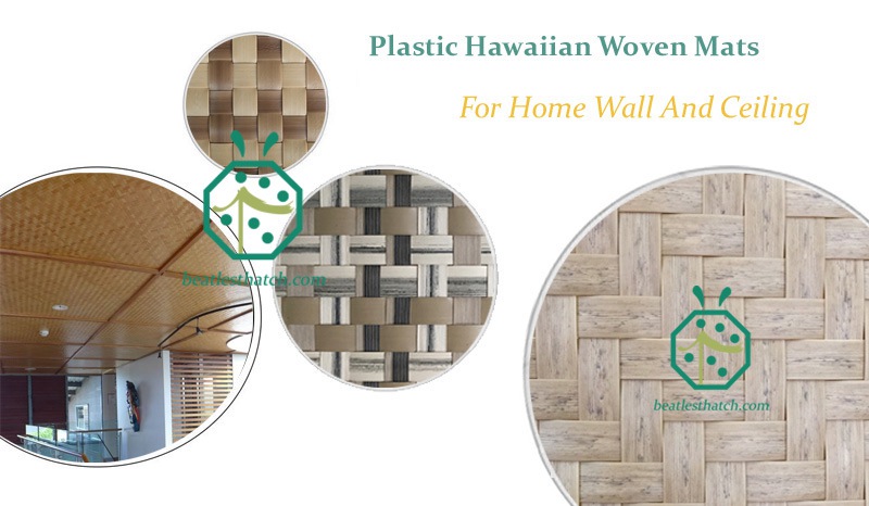 Artificial Hawaiian or Fijian woven mat designs for home wall and ceiling decoration lining