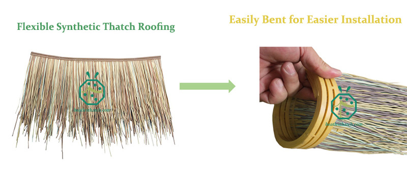 Flexible type easily bent plastic thatch roof products for easy installation of cottage roof