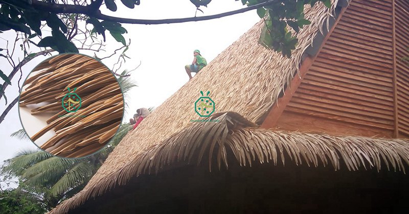 Synthetic Palmex Palm Thatch Roof Panels For Municipal Park Gazebo Roof Construction