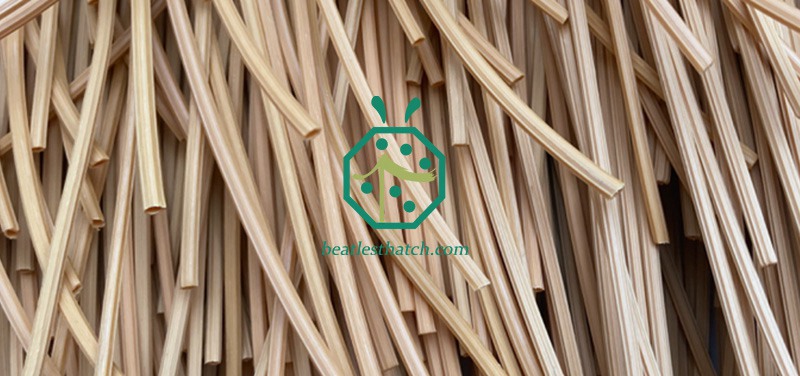 Artificial rice straw rod thatch roof for park pavilion hut construction