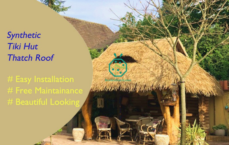 Synthetic tiki hut thatch roof restaurant structure