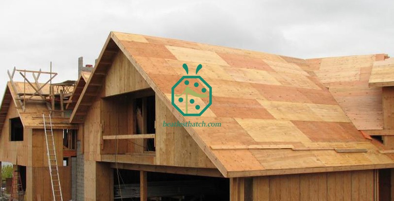OSB board for synthetic thatch roof installation
