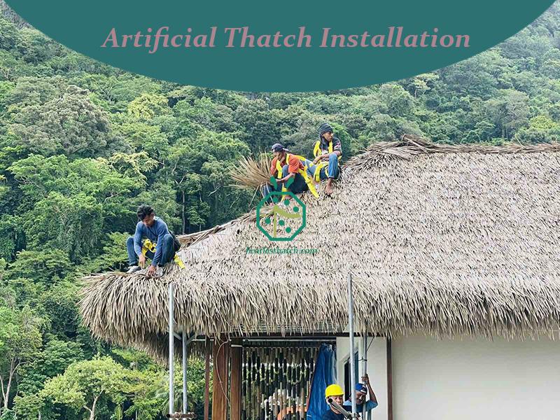 Artificial Cajan Thatch Roof Installation