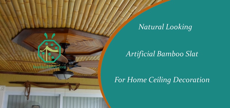 Artificial bamboo woven ceiling panels for tiki hut