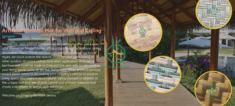 Bamboo woven wall covering for hotel lobby and room