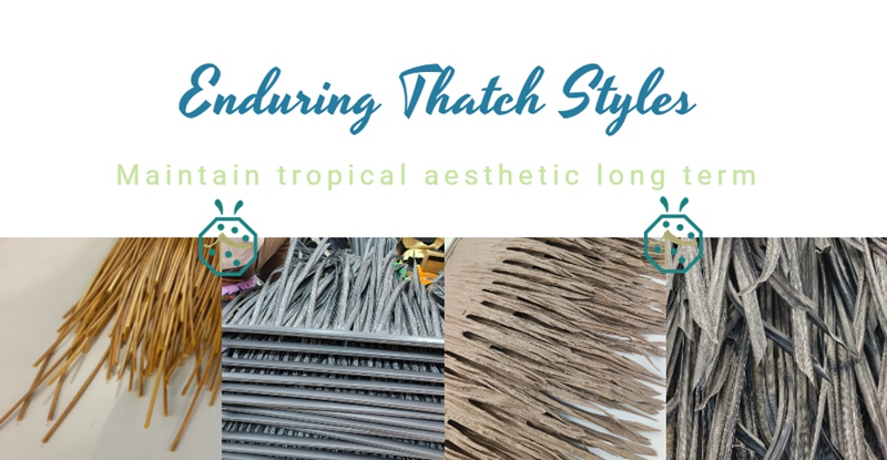 Beach hideaway resort synthetic shelter thatch roof panels