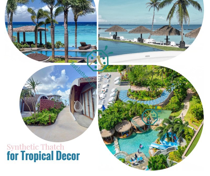 Thatched roof palapa buildings for outdoor entertainment facilities Thatched roof palapa buildings for outdoor entertainment facilities