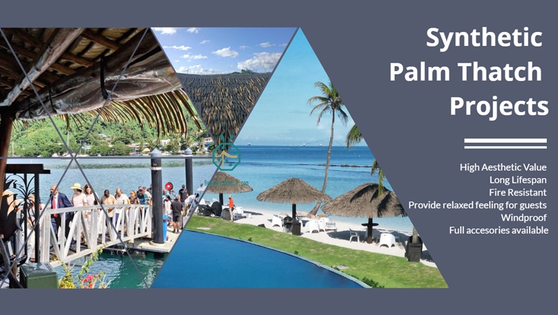 Artificial Fiber Resin Palm Leaf Palapa Thatch Roof Design