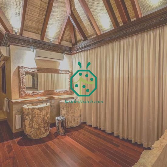 Wooden Shed House Interior Decoration With Artificial Woven Tongan Panel
