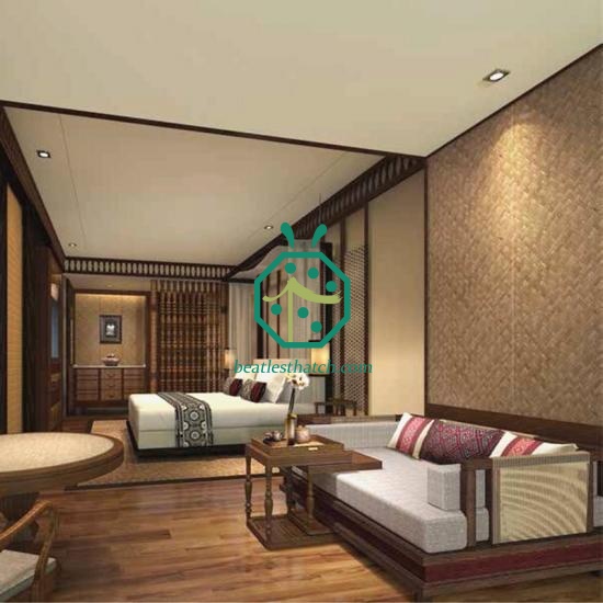 Resort Hotel Guest Room Plastic Bamboo Woven Matting Interior Wall Facade