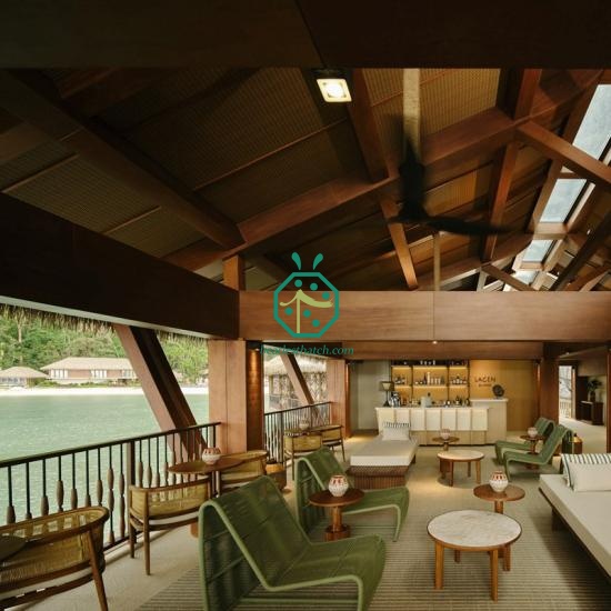 Luxury Hotel Lobby Resin Rattan Weave Ceiling Panel